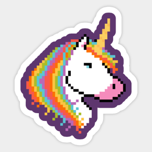 Pixel White Unicorn with Rainbow Mane Sticker